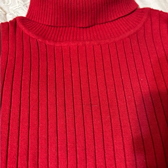 Red Turtleneck Sweater Talbots 100% Cotton - Picture 3 of 7